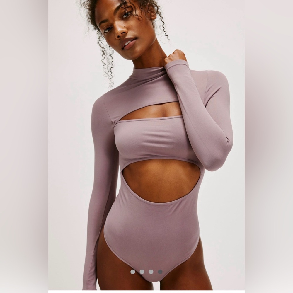Free People Mauve Cut-Out Bodysuit